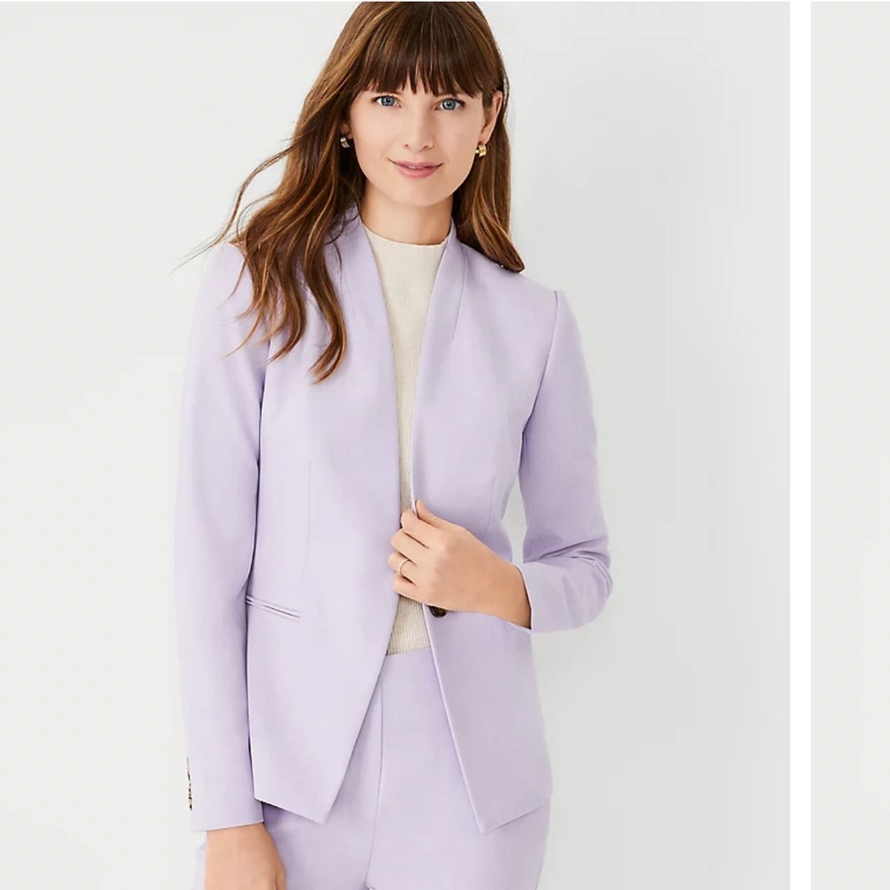 WHBM linen lavender suit blazer, fully lined stretch fabric